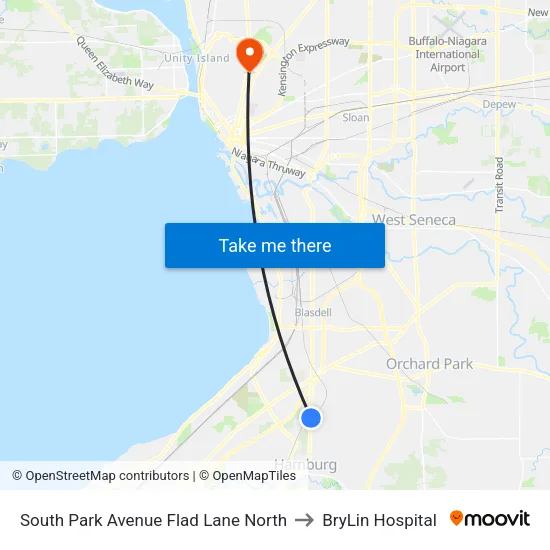 South Park Avenue & Flad Lane to BryLin Hospital map