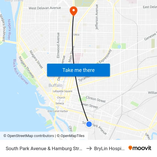 South Park Avenue & Hamburg Street to BryLin Hospital map