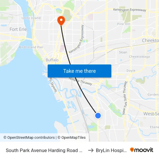 South Park Avenue Harding Road Nort to BryLin Hospital map