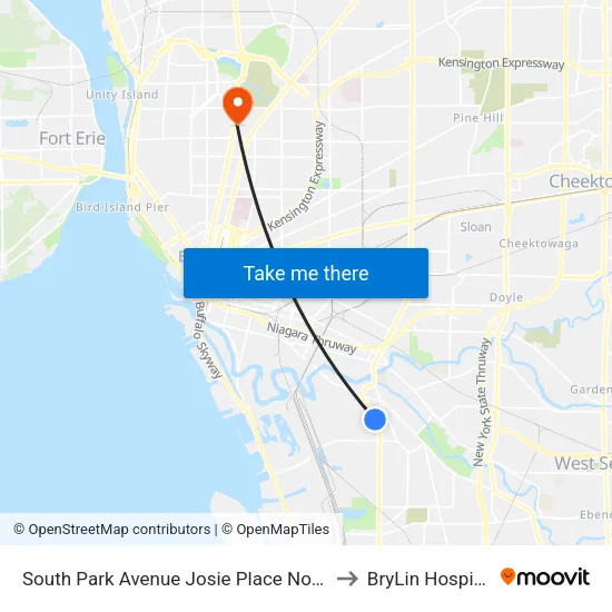 South Park Avenue Josie Place North to BryLin Hospital map