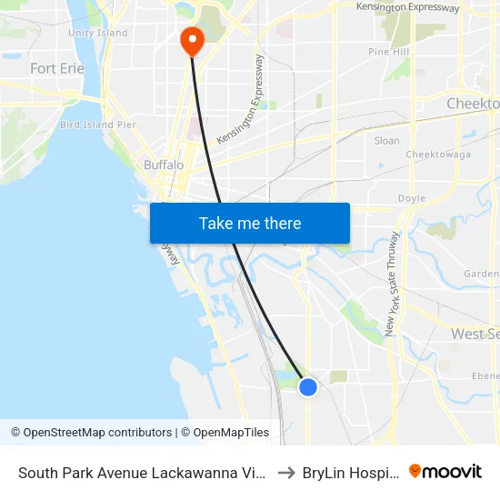 South Park Avenue Lackawanna Victor to BryLin Hospital map