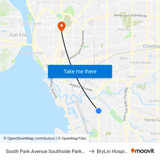 South Park Avenue Southside Parkway to BryLin Hospital map