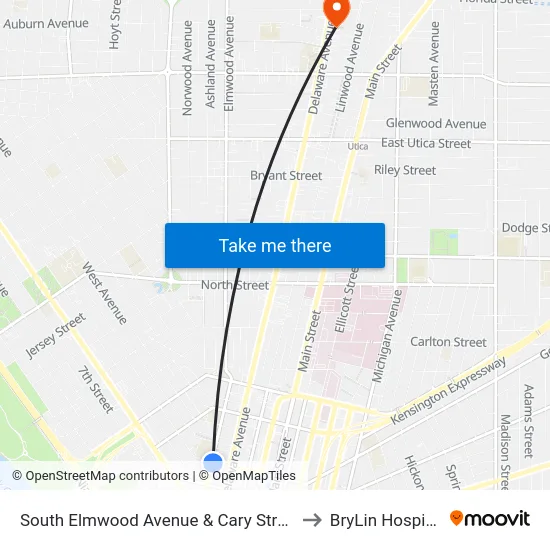 South Elmwood Avenue & Cary Street to BryLin Hospital map