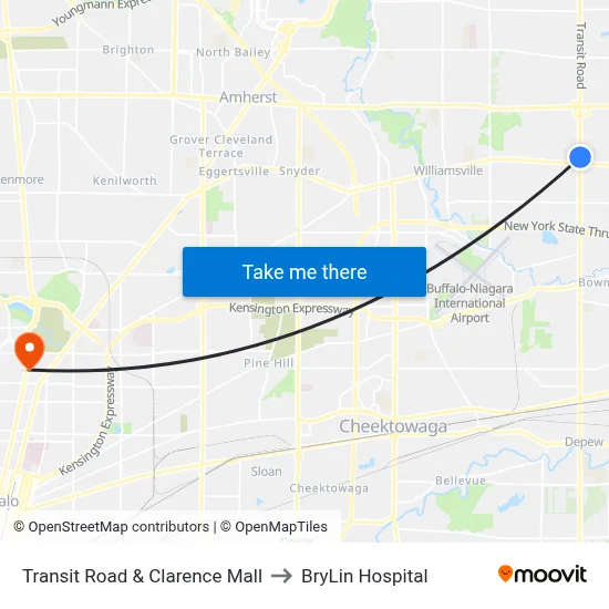 Transit Road & Clarence Mall to BryLin Hospital map