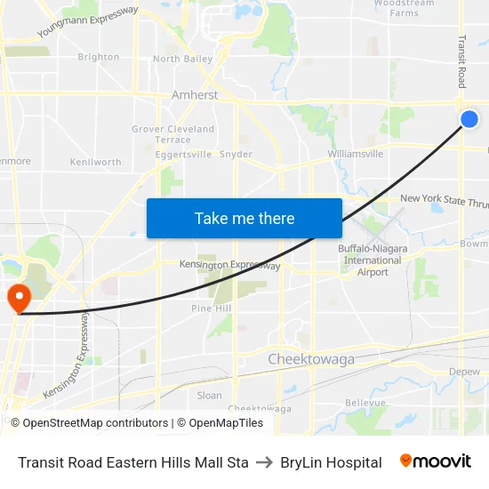 Transit Road Eastern Hills Mall Sta to BryLin Hospital map