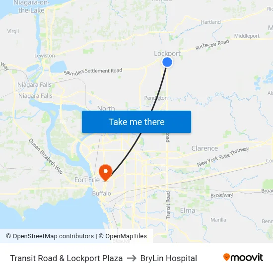 Transit Road & Lockport Plaza to BryLin Hospital map