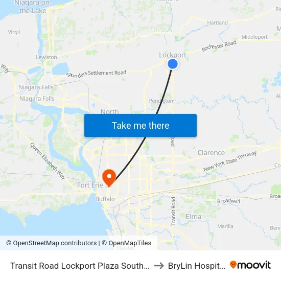 Transit Road Lockport Plaza South O to BryLin Hospital map