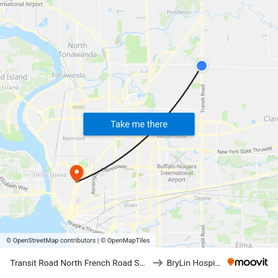Transit Road North French Road Sout to BryLin Hospital map
