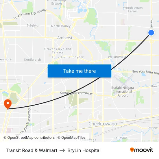 Transit Road & Walmart to BryLin Hospital map