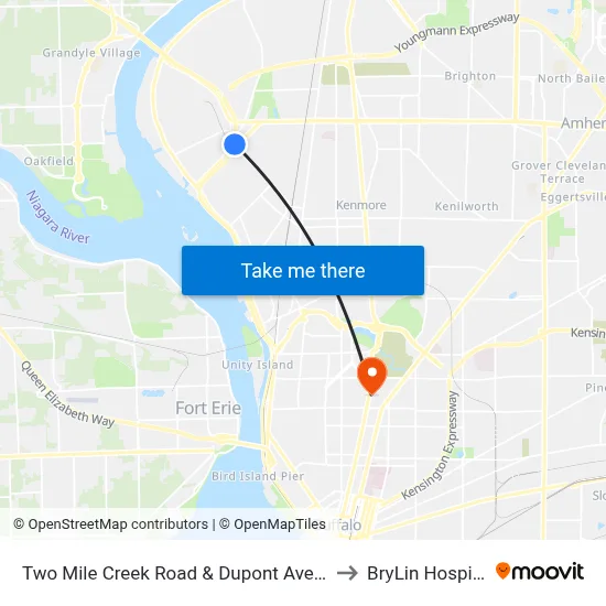 Two Mile Creek Road & Dupont Avenue to BryLin Hospital map