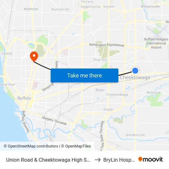 Union Road & Cheektowaga High School to BryLin Hospital map