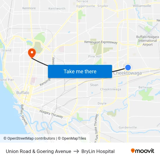 Union Road & Goering Avenue to BryLin Hospital map