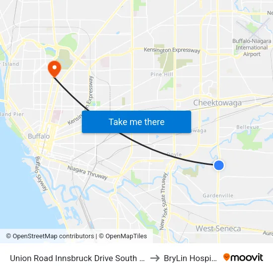 Union Road Innsbruck Drive South Op to BryLin Hospital map
