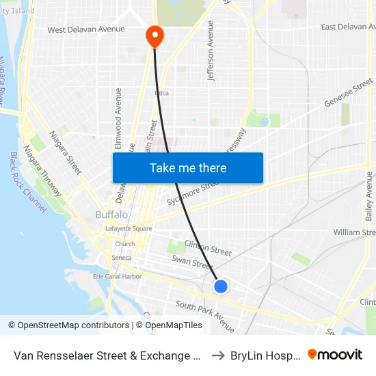 Van Rensselaer Street & Exchange Street to BryLin Hospital map