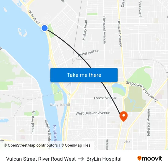 Vulcan Street River Road West to BryLin Hospital map
