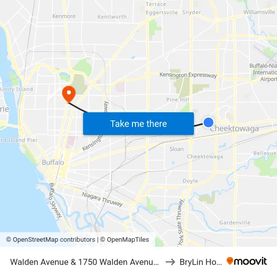 Walden Avenue & 1750 Walden Avenue (Target Plaza) to BryLin Hospital map