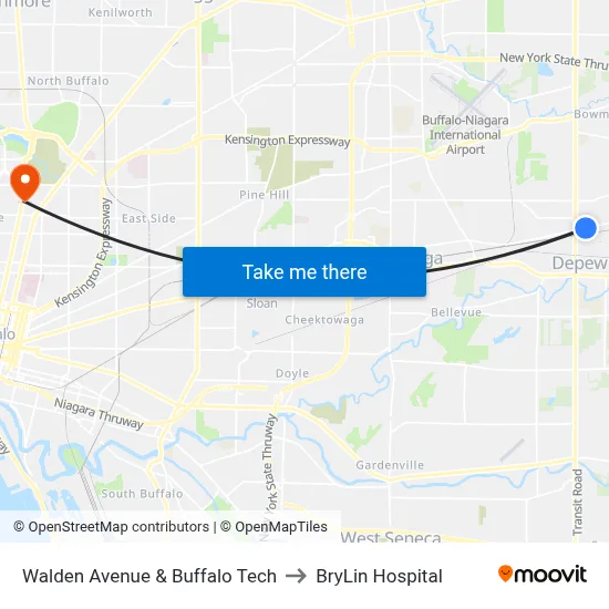 Walden Avenue & Buffalo Tech to BryLin Hospital map
