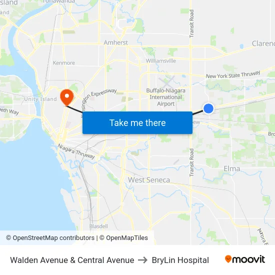 Walden Avenue & Central Avenue to BryLin Hospital map
