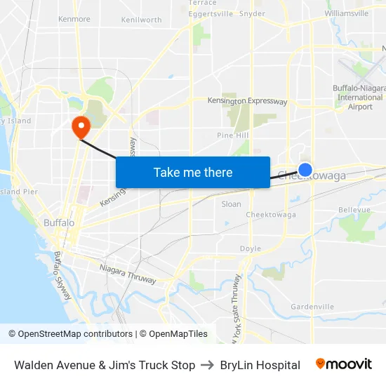Walden Avenue & Jim's Truck Stop to BryLin Hospital map