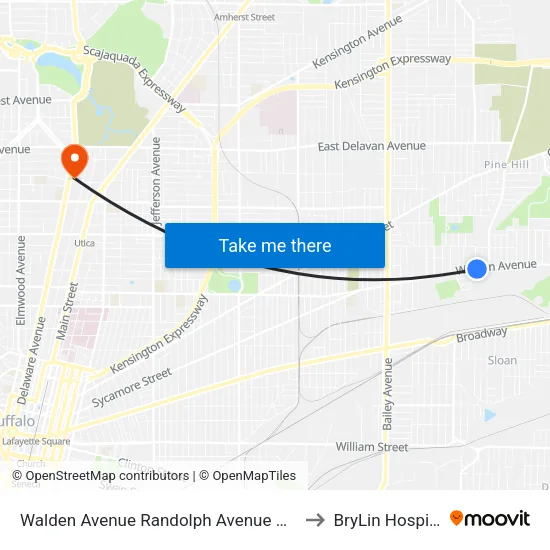 Walden Avenue Randolph Avenue West to BryLin Hospital map