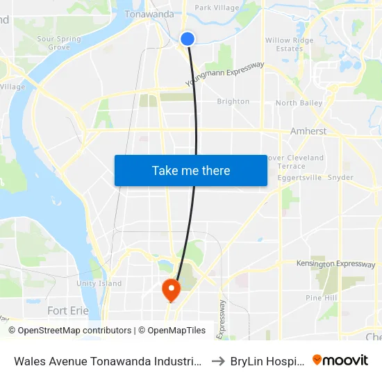 Wales Avenue Tonawanda Industrial P to BryLin Hospital map