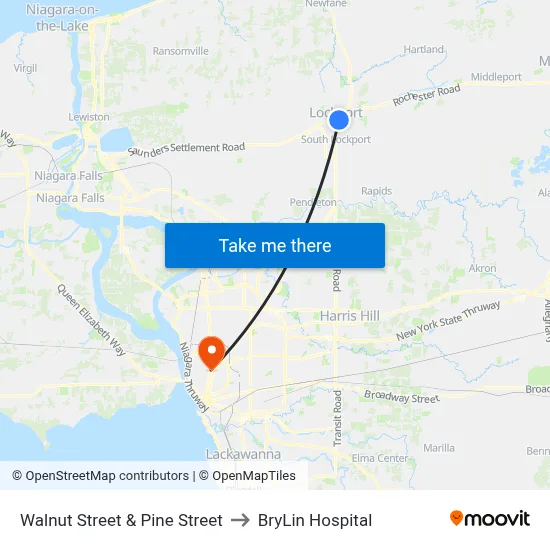 Walnut Street & Pine Street to BryLin Hospital map