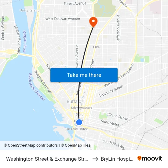 Washington Street & Exchange Street to BryLin Hospital map