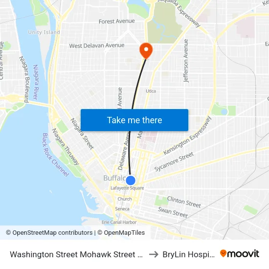 Washington Street Mohawk Street Sou to BryLin Hospital map