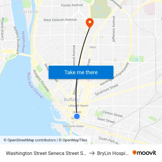 Washington Street Seneca Street Sou to BryLin Hospital map