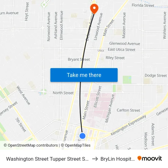 Washington Street Tupper Street Sou to BryLin Hospital map