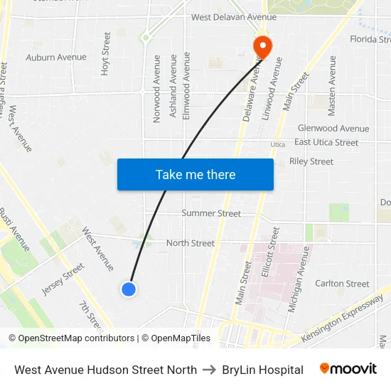 West Avenue & Hudson Street to BryLin Hospital map