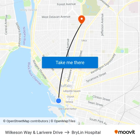 Wilkeson Way & Larivere Drive to BryLin Hospital map