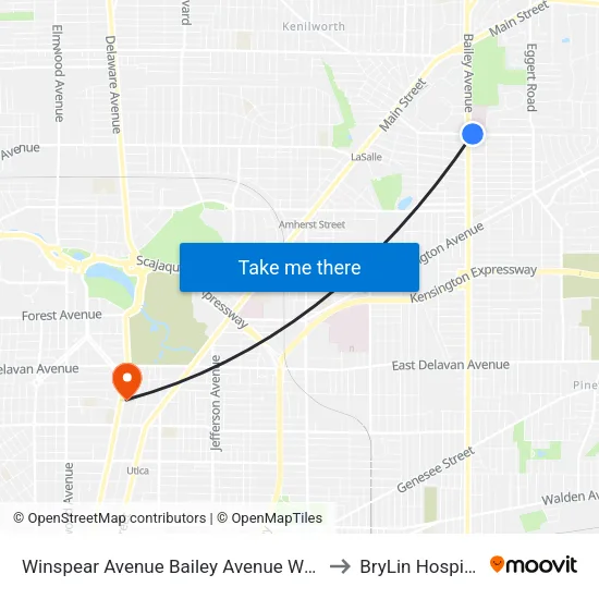 Winspear Avenue & Bailey Avenue to BryLin Hospital map