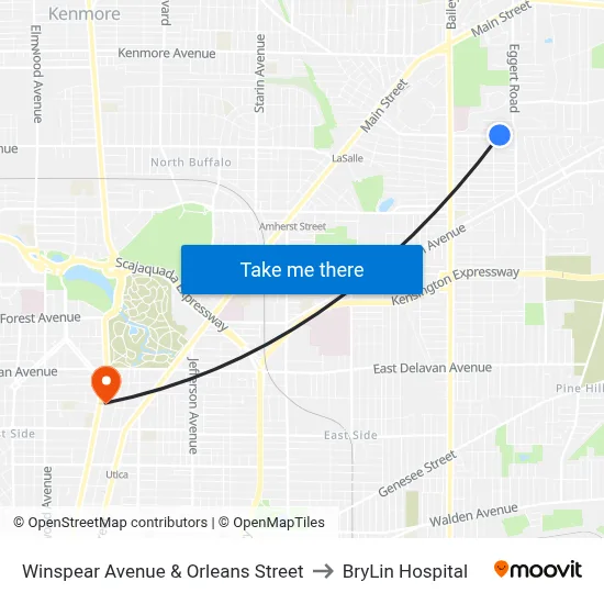 Winspear Avenue & Orleans Street to BryLin Hospital map