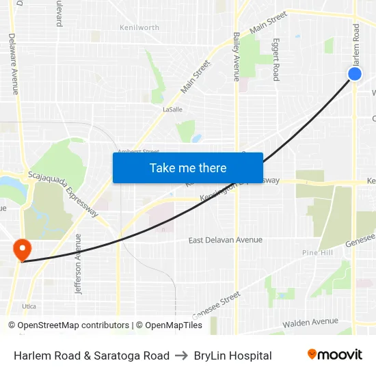 Harlem Road & Saratoga Road to BryLin Hospital map