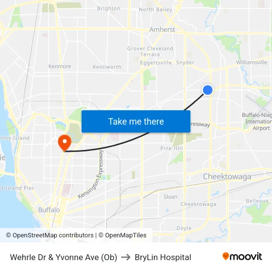 Wehrle Dr & Yvonne Ave (Ob) to BryLin Hospital map