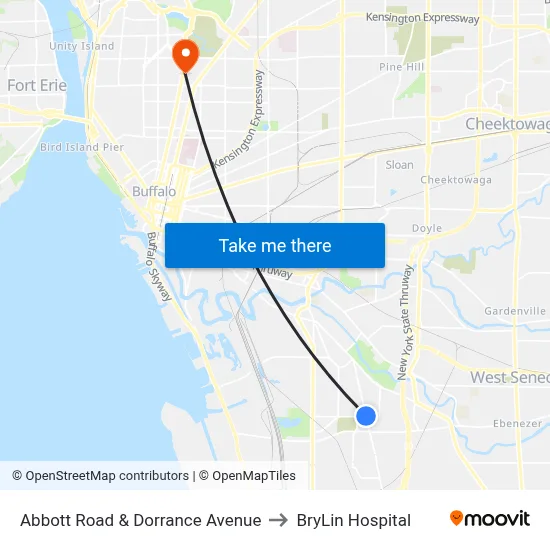 Abbott Road & Dorrance Avenue to BryLin Hospital map