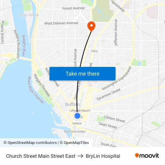 Church Street Main Street East to BryLin Hospital map