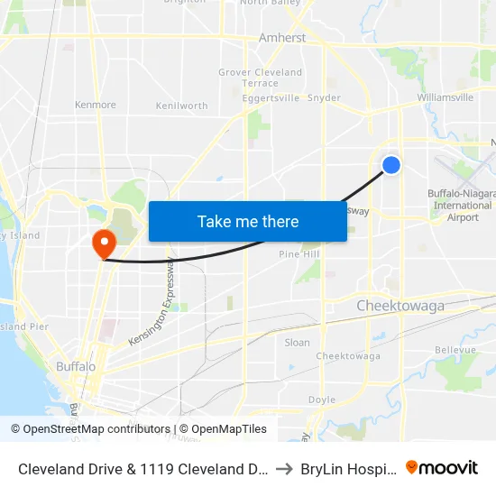 Cleveland Drive & 1119 Cleveland Drive to BryLin Hospital map