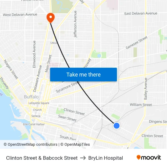 Clinton Street & Babcock Street to BryLin Hospital map