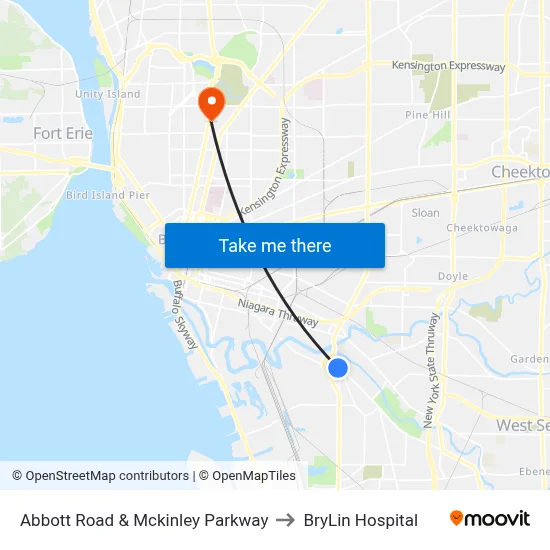 Abbott Road & Mckinley Parkway to BryLin Hospital map