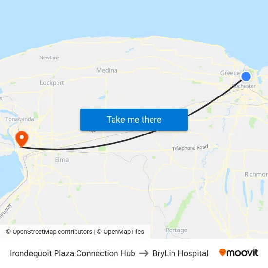 Irondequoit Plaza Connection Hub to BryLin Hospital map
