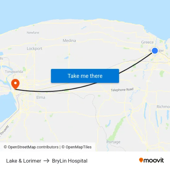 Lake & Lorimer to BryLin Hospital map