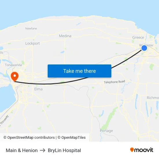 Main & Henion to BryLin Hospital map
