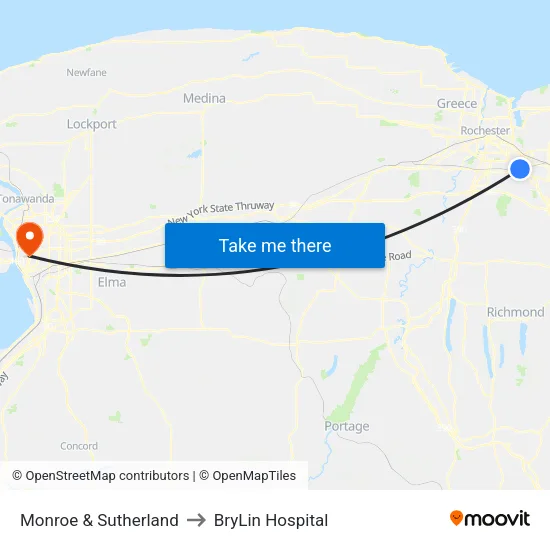 Monroe & Sutherland to BryLin Hospital map