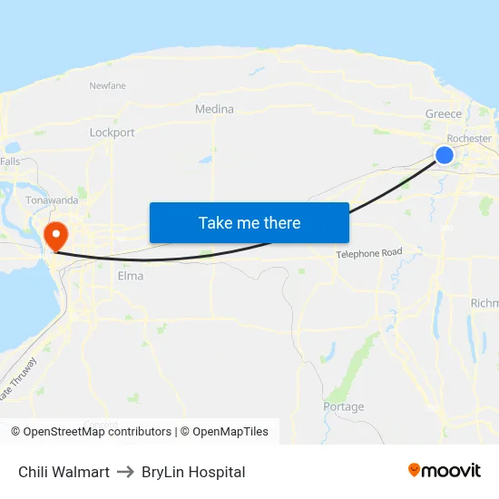 Chili Walmart to BryLin Hospital map