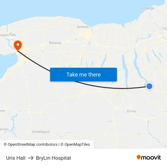 Uris Hall to BryLin Hospital map