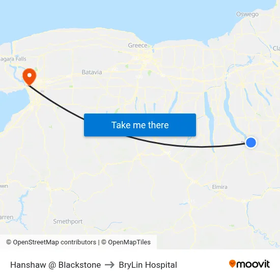 Hanshaw @ Blackstone to BryLin Hospital map