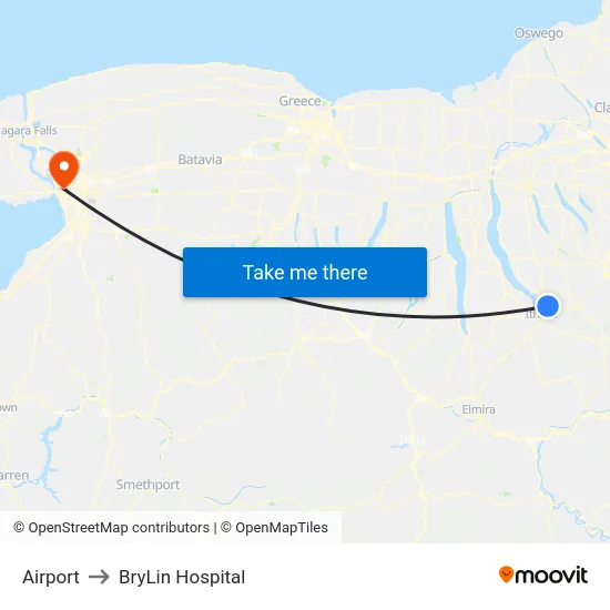 Airport to BryLin Hospital map