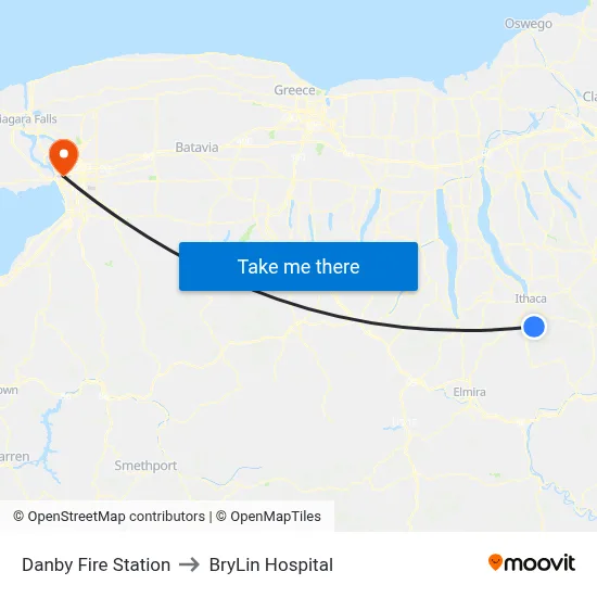 Danby Fire Station to BryLin Hospital map